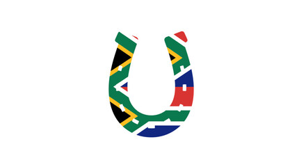 Fototapeta premium A horseshoe shape created from various international flags, symbolizing global unity.