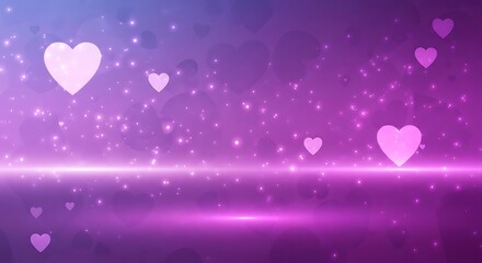 Romantic Purple Heart Background with Sparkling Light Effects