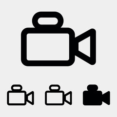 Obraz premium Video camera icons collection, professional equipment, broadcasting symbol, film making tool, digital technology, retro and modern styles, set