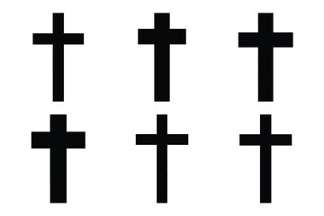 Popular silhouette icons of  cross close on white background.