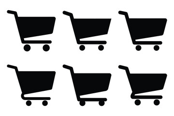 Popular silhouette icons of  shopping cart on white background. © Bhabas