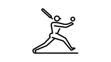 Obraz premium A minimalist illustration of a person playing a sport with a bat and a ball