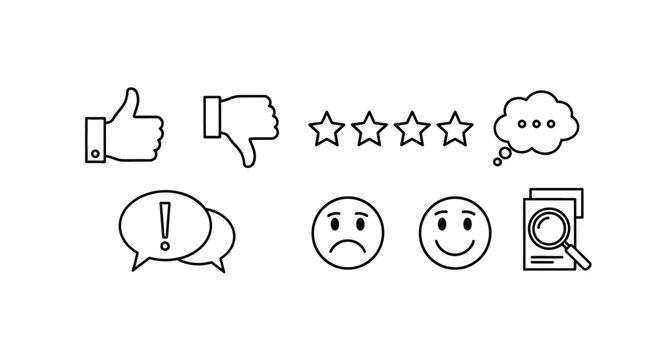 A collection of icons representing various forms of feedback and communication