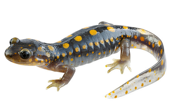 Spotted Salamander on Black Background isolated on transparent background