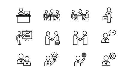 Fototapeta premium Illustrations of people engaged in various professional and social activities