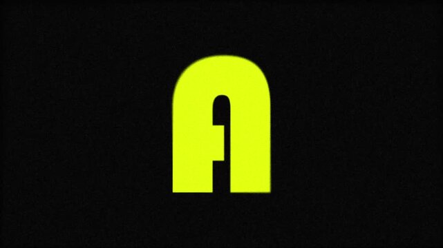 Bright Yellow Letter A on Black Background.