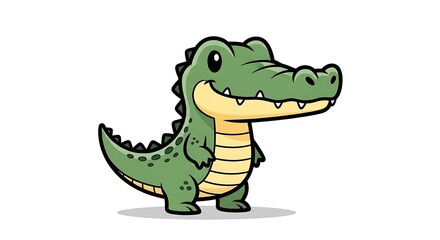 Fototapeta premium Cartoon Alligator Character Illustration on White.