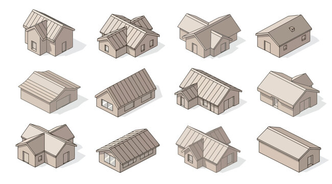 A collection of various house models in different architectural styles