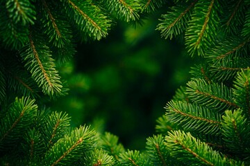 Obraz premium Beautiful green Christmas pine twig showcasing nature's vibrant hues during the festive season