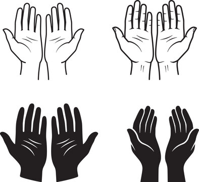 Praying hands icon set