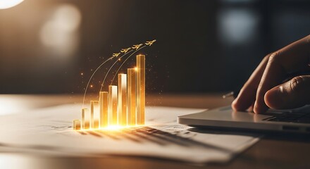 Business Financial Growth Chart With Rising Arrows