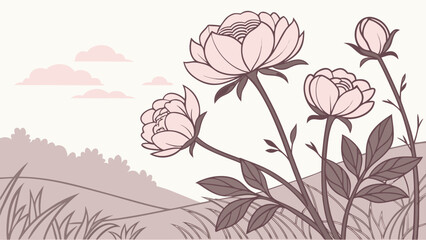 seamless pattern with pink flowers