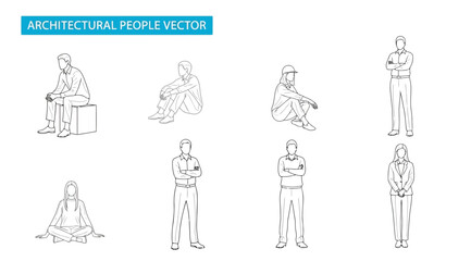 Architectural people vector illustrations in various poses