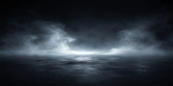 Dramatic dark storm clouds move over the deep blue sea under a moody night sky where nature displays a powerful cloudscape of wind and motion across the ocean