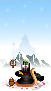 Mahashivratri Shiva Lingam with Trishul and Naag Animation Background