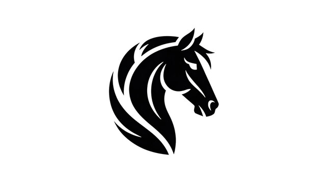 Elegant and powerful horse head in profile dark silhouette a majestic equine symbol with artistic minimalist lines isolated on transparent background