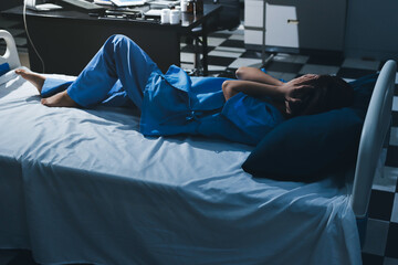 A patient with depression looks outside.