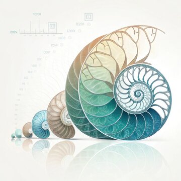golden ratio and fibonacci spiral abstract geometric growth concept illustration