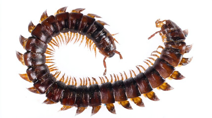 Fototapeta premium Close-up of a centipede on a white background.