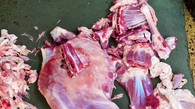 fresh raw meat ready for retail sale at market