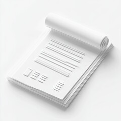 Rolled, white, blank document