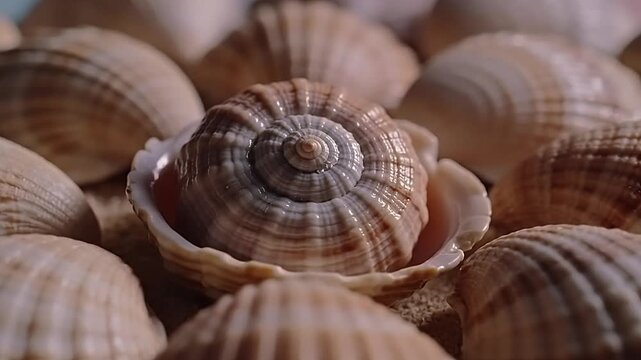 Collection of assorted seashells with varied patterns and textures.