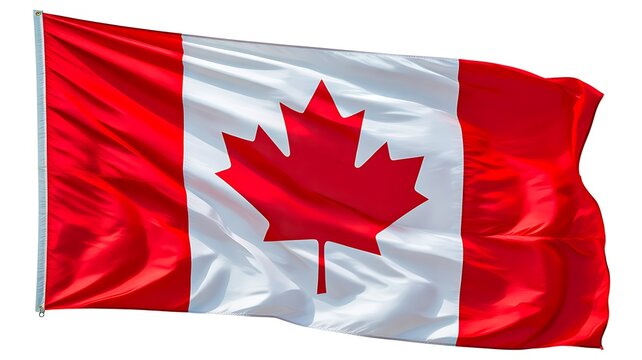 Canadian flag waving isolated on white background