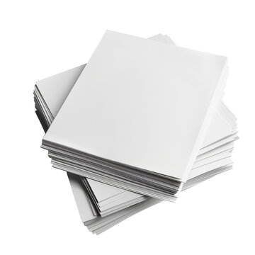 Stack of blank white paper sheets, office stationery isolated on Transparent Background