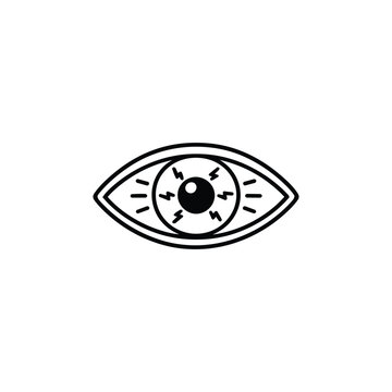 Eye pain icon black and white ophthalmology vector illustration of irritated eye and vision problem symbol for medical infographic and eye clinic