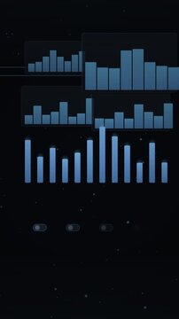 Corporate night analytics with floating charts in Z-space