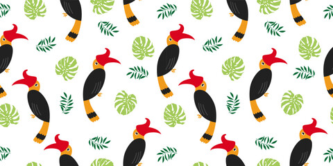 Seamless toucan pattern featuring colorful tropical birds arranged in a clean repeating layout