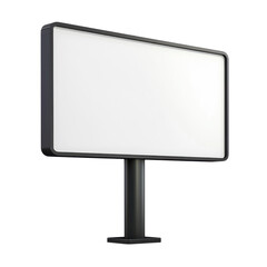 Blank rectangular digital display screen on black stand, 3D render isolated on Transparent Background