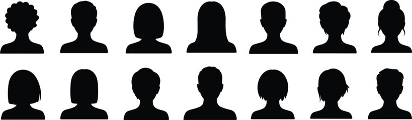 Avatar silhouettes vector collection people profiles portraits users icons black illustration set isolated modern design © Itz Raju