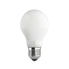 Realistic white light bulb illustration with metallic screw base isolated on Transparent Background