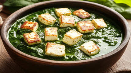Delicious Palak Paneer dish with creamy spinach gravy