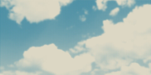 Fototapeta premium retro sky pattern on old paper background. raster vintage clouds