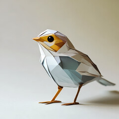 Colorful Paper Bird Sculpture in Geometric Design