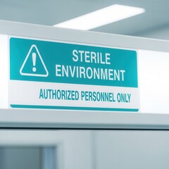 Fototapeta premium Sterile Environment Signage: Access Restricted, Emphasizing Authorized Entry and Precautions