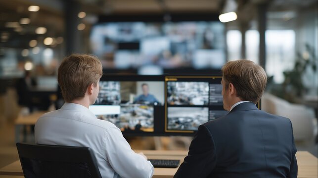 Collaboration and innovation thrive in a digital business ecosystem, as remote teams connect virtually via video conferencing, sharing insights and strategies in a colorful tech-inspired workspace.