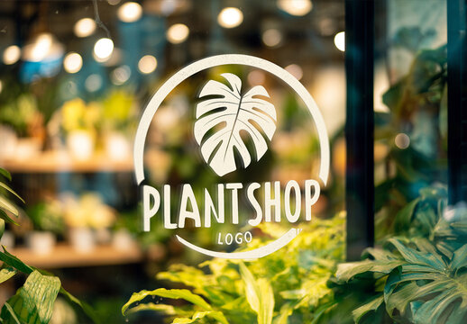 Close-up on Glass Window Signage Logo Mockup