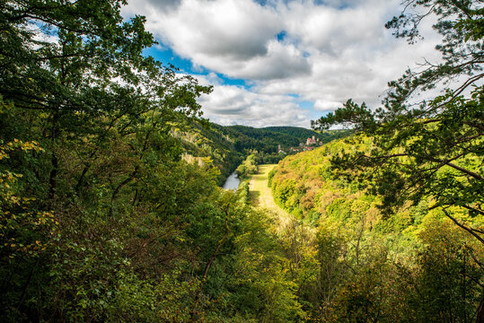 Beautiful landscape of Thaytal and Podyji national parks with Hardegg castle on austrian - czech borders