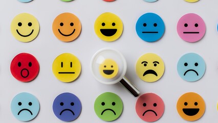 Fototapeta premium Emotion Detection: Analyzing Facial Expressions with Magnifying Glass Insight