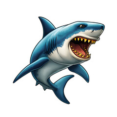 Naklejka premium A blue shark with its mouth open