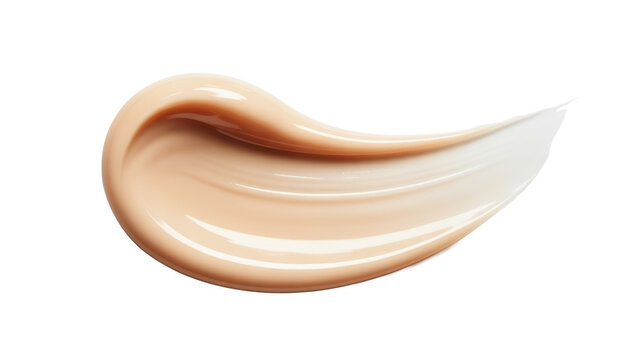 Beige liquid foundation smear makeup smooth isolated on a transparent background