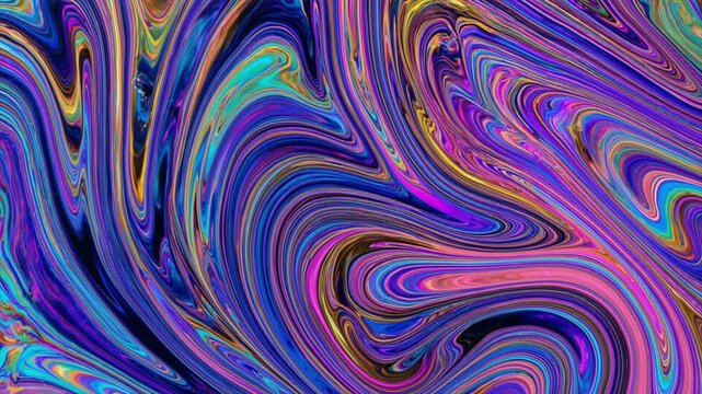 サイケデリックな色彩で渦巻くマーブリング金属