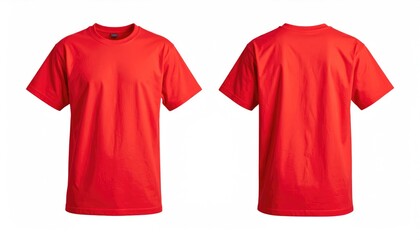 Front and Back View of a plain red T-shirt