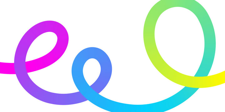 Bright color gradient curved thick flowing line on white background. Vector illustration.