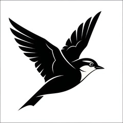 Fototapeta premium Stylish black swallow bird in flight vector illustration