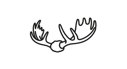 Obraz premium Moose antlers illustration in black line art on white background symbolizing wildlife and nature