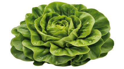 Obraz premium Fresh lettuce head with water droplets green vegetable isolated on a transparent background